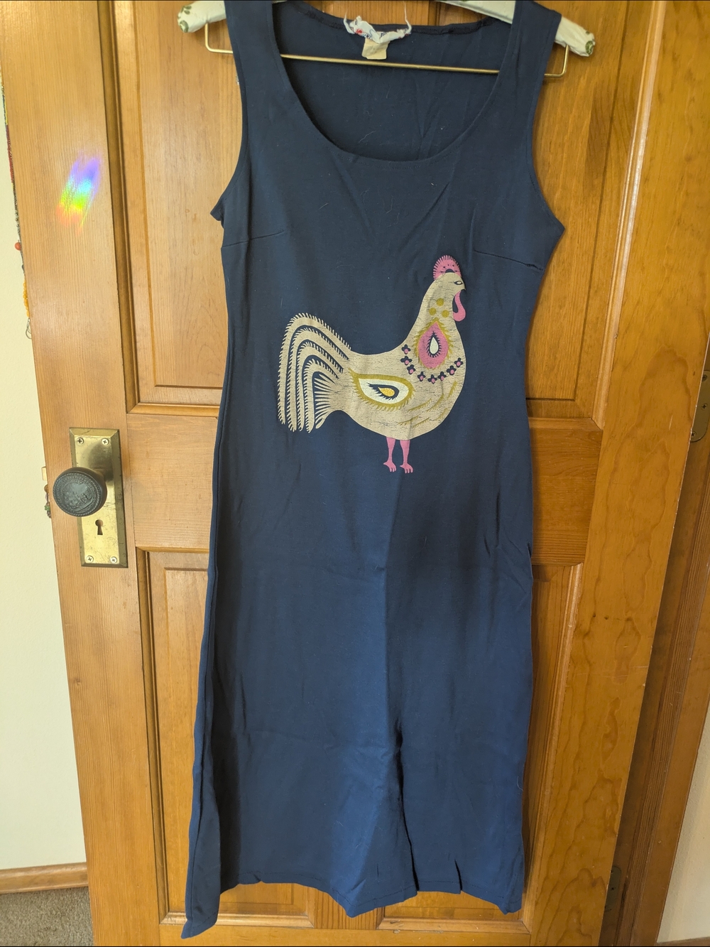 Navy Sleeveless Dress with Bird Print